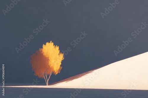 A painting of a tree in the middle of a field