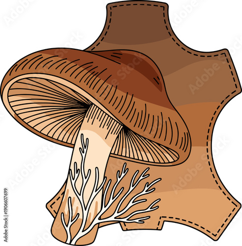 Mushroom Leather Concept Sustainable Vegan Material Illustration
