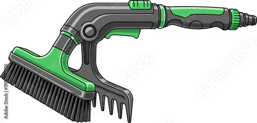Car Wash Hose Nozzle Attachment with Scrubbing Brush Vector