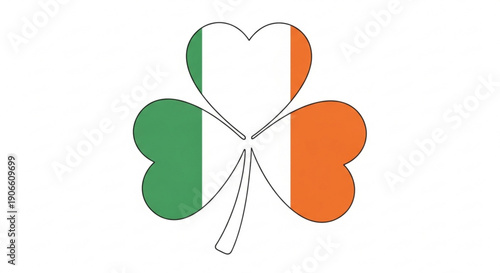 Irish shamrock symbol with heart leaf ireland flag colors st patrick's day icon lucky charm national pride green white orange