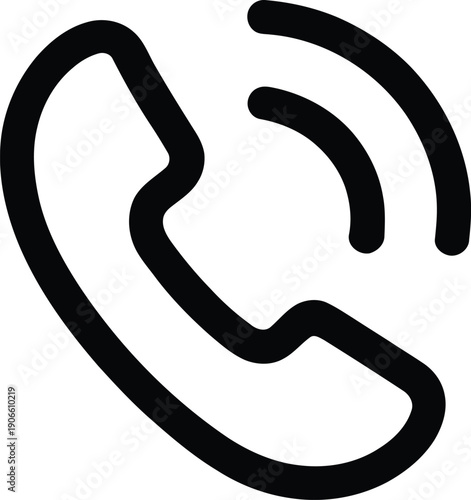 Simple black and white line drawing of a telephone handset icon high-quality professional detailed modern elegant communication call symbol design