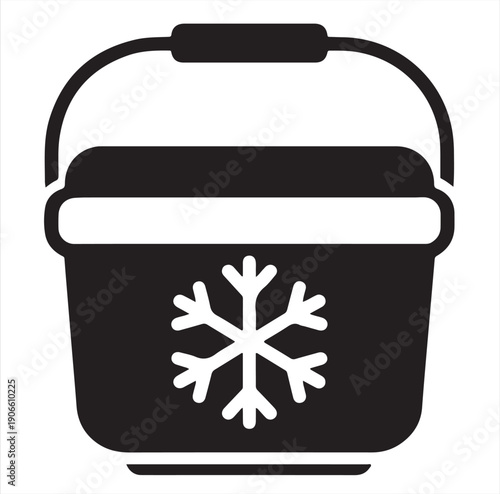 Black and White Cooler Icon with Snowflake Symbol