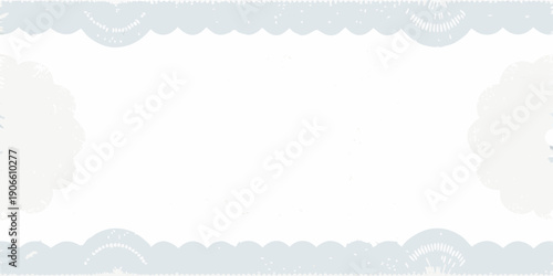 Delicate scalloped border with a light blue and white color scheme