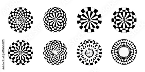 Abstract circular patterns in grayscale depicting mechanical or biological structures
