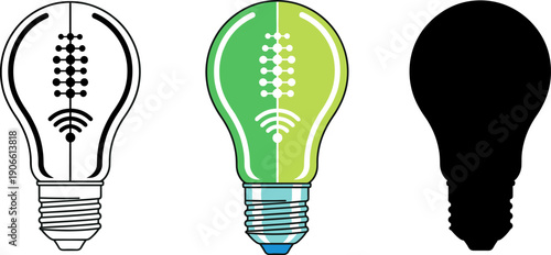 Smart Lightbulb with Wifi Connection Symbol and Circuit Design