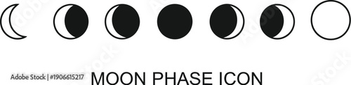 The complete lunar cycle displays seven distinct phases from thin crescent.