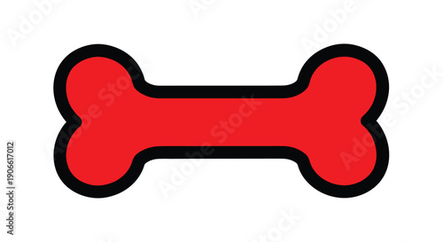 A simple illustration of a red dog bone with a black outline