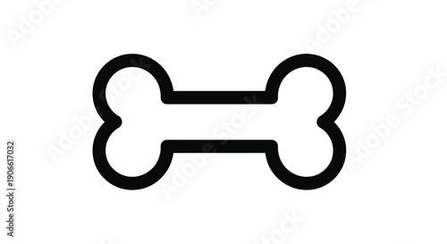 Simple black outline of a cartoon bone isolated on a white background