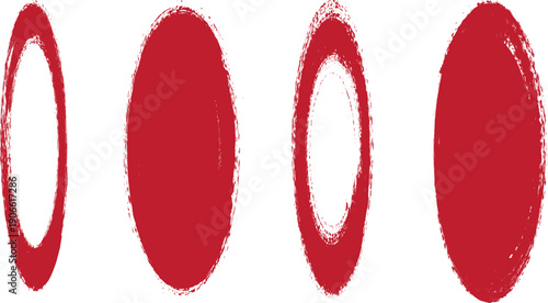 Red Hand-Painted Distressed Oval Shapes Collection