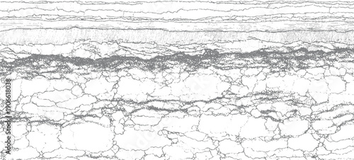 Abstract grey cracked texture with horizontal lines and granular patterns white