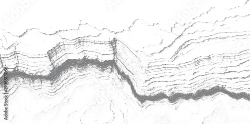 Abstract grey and white layered geological strata texture formed by dots pattern