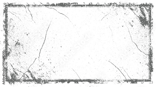 Grungy distressed rectangular frame with cracks and speckles on white background grunge rectangle border