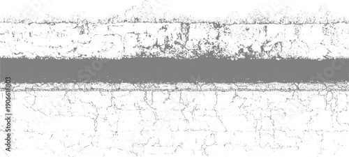 Textured gray band across cracked white surface with stippled and hatched bottom abstract background