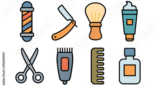 Scissors icon is part of a set of barber shop vector illustrations
