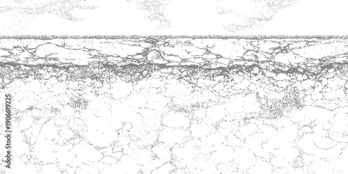 Cracked grey asphalt texture with granular pattern and abstract sky