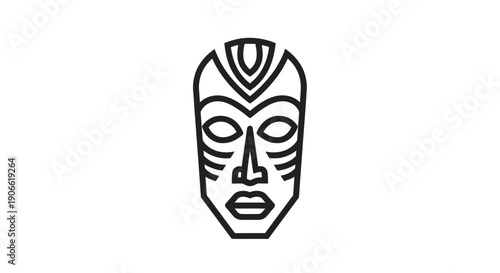 Tribal Mask Icon Outline African Culture Symbol