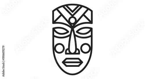 Tribal Mask Icon, Ancient Culture Symbol, African Art, Vector Illustration