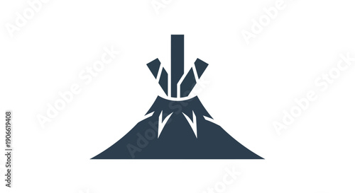 Volcano Eruption Icon - Abstract Symbol of Natural Disaster and Power