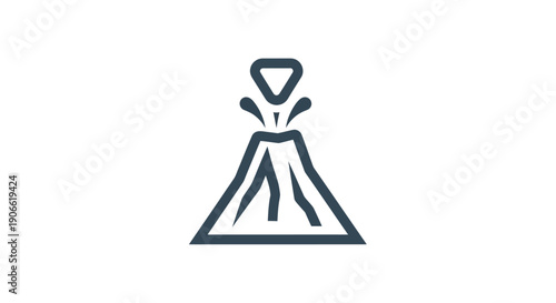 Volcano Icon, Eruption Symbol, Lava Flow, Geological Event, Vector Art