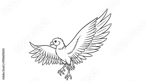 Majestic bird of prey with outstretched wings soaring against a clean background.