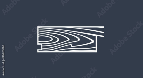 Wood Grain Texture Icon - Simple Line Art on Dark Blue Background