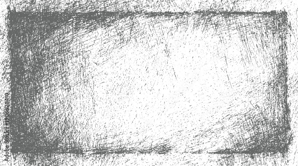 Obraz premium Textured grey rectangular frame with distressed scratches and speckles on white background