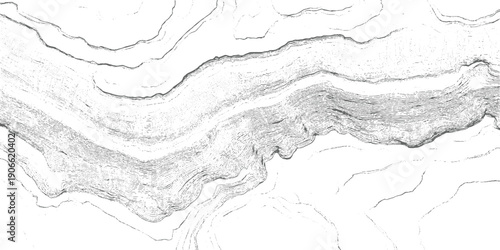 Detailed topographic contour lines depicting a winding river valley with layered geological strata geography