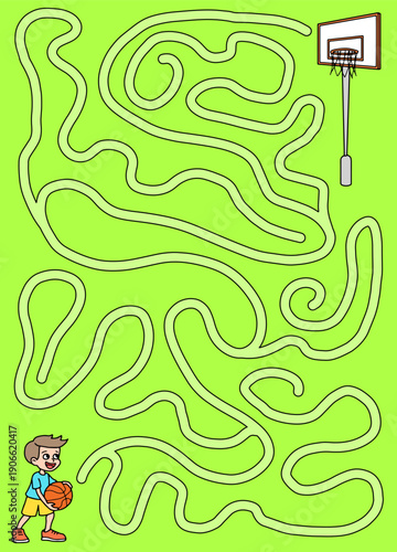 Basketball maze graphic color sketch vertical illustration vector 