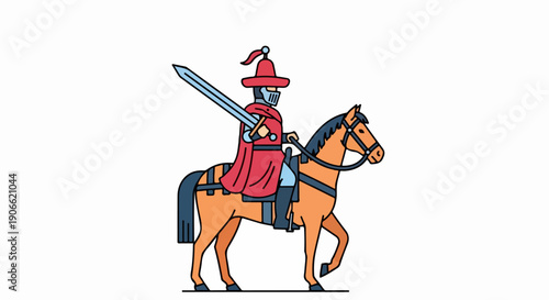 flat illustration of mounted soldiers