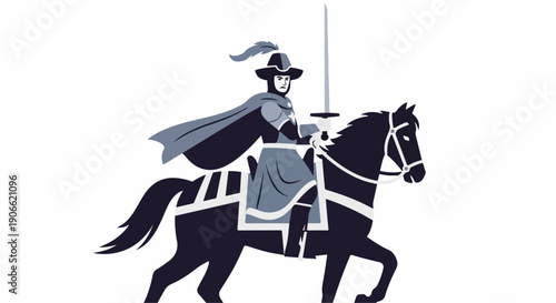 flat illustration of mounted soldiers