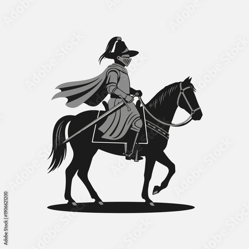 flat illustration of mounted soldiers