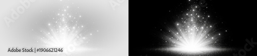 Photography Bright white light explosion with glowing rays sparkling particles and starburst energy effect on transparent background