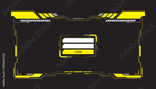 Modern futuristic login frame with yellow neon accents