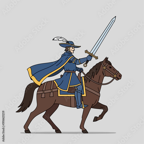flat illustration of mounted soldiers