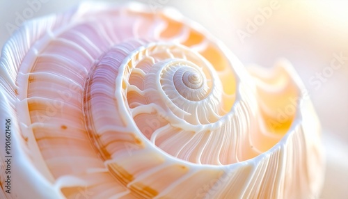 Close-up of spiral seashell texture.