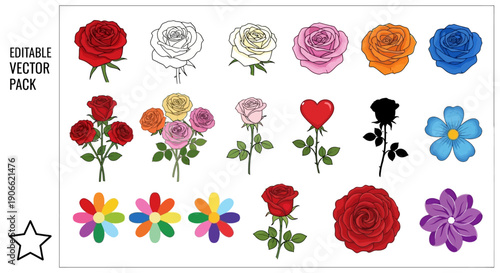 Collection of beautiful vector roses and flowers, perfect for adding a touch of nature to your designs