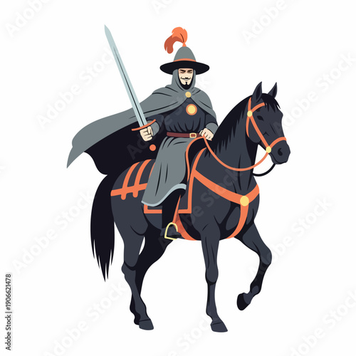 flat illustration of mounted soldiers