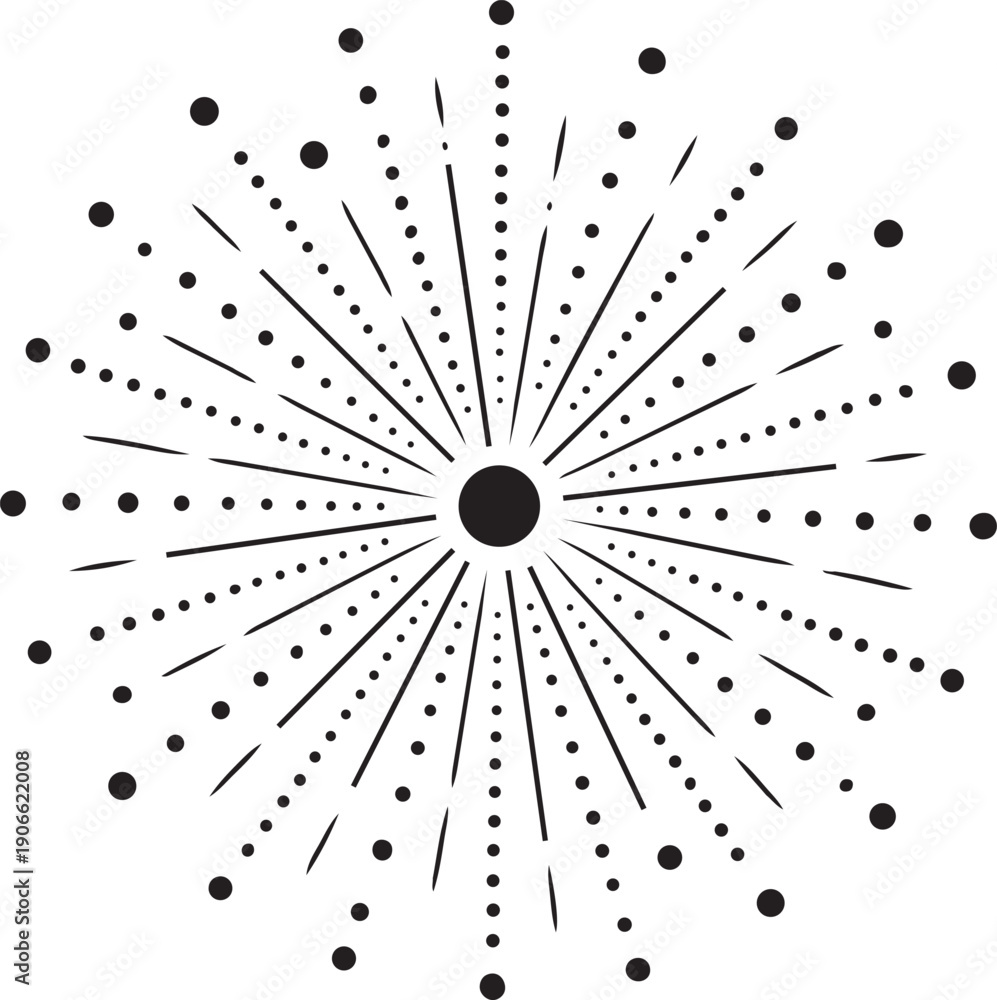 Obraz premium Dotted starburst explosion vector design for minimal graphic elements
