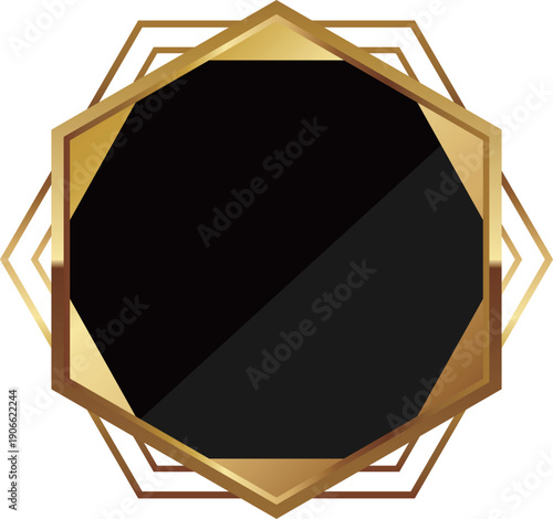 高級感のある幾何学フレーム　ブラック＆ゴールド