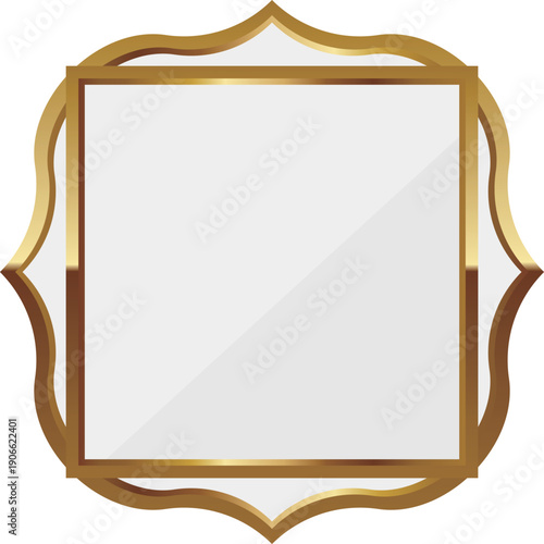 高級感のある幾何学フレーム　ホワイト＆ゴールド