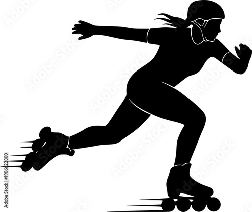 Minimal Rollerblade Sport Action Pictogram Vector Illustration