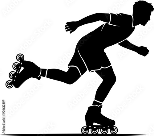 Minimal Rollerblade Sport Action Pictogram Vector Illustration