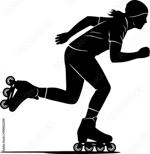 Minimal Rollerblade Sport Action Pictogram Vector Illustration