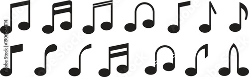 Set of music notes symbols. Music notes icon. Musical key signs. Note music vector illustration