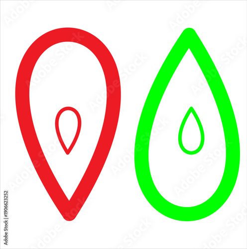 Location Pin with Water Drop Line Icons Set Vector