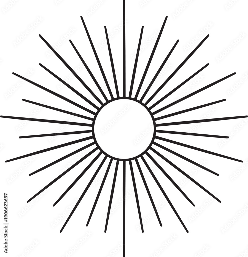 Obraz premium Classic thin ray starburst vector element for vintage labels
