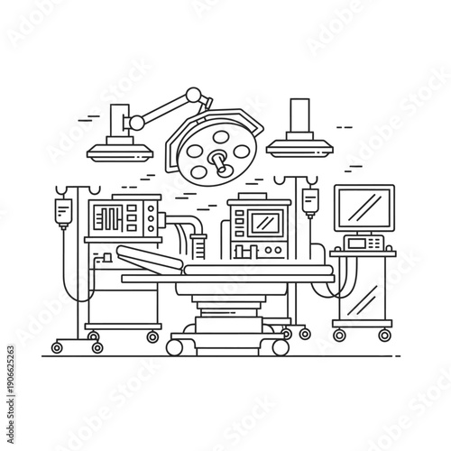 Operating Room Equipment and Medical Instruments for Surgical Procedures.