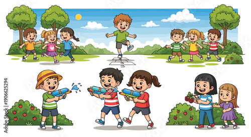 A joyful fluffy Pembroke Welsh Corgi dog is happily running along a sunlit dirt path in a lush green park, bathed in the warm glow of a golden hour sunset.