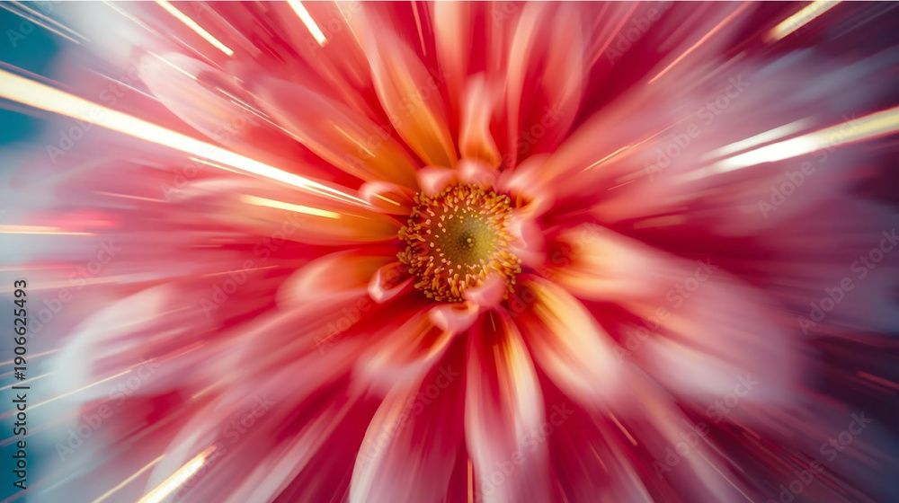 Obraz premium Soft pink dahlia with golden light beams wallpaper 4k ,Generative AI.