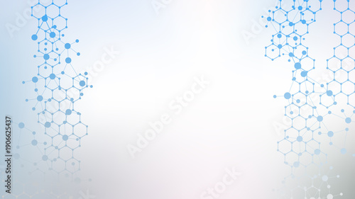 Structure molecule and communication. Dna, atom, neurons. Scientific concept for your design. Connected lines with dots. Medical, technology, chemistry, science background. illustration